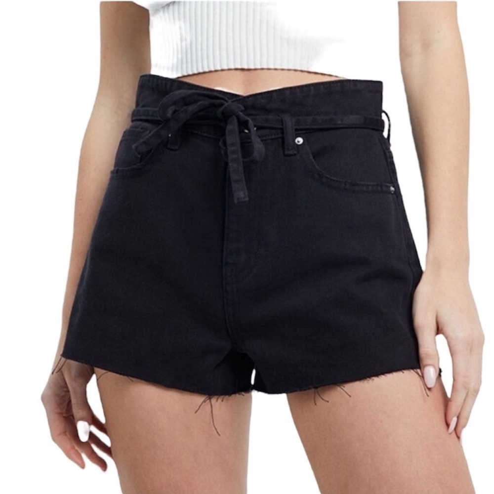Pacsun Black Hi Rise Mom Shorts with Tie